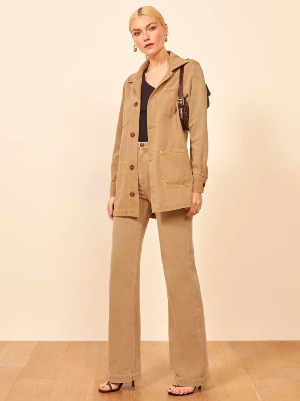 Reformation Jeans dylan jacket XS wheat khaki lightweight barn utility tan chore